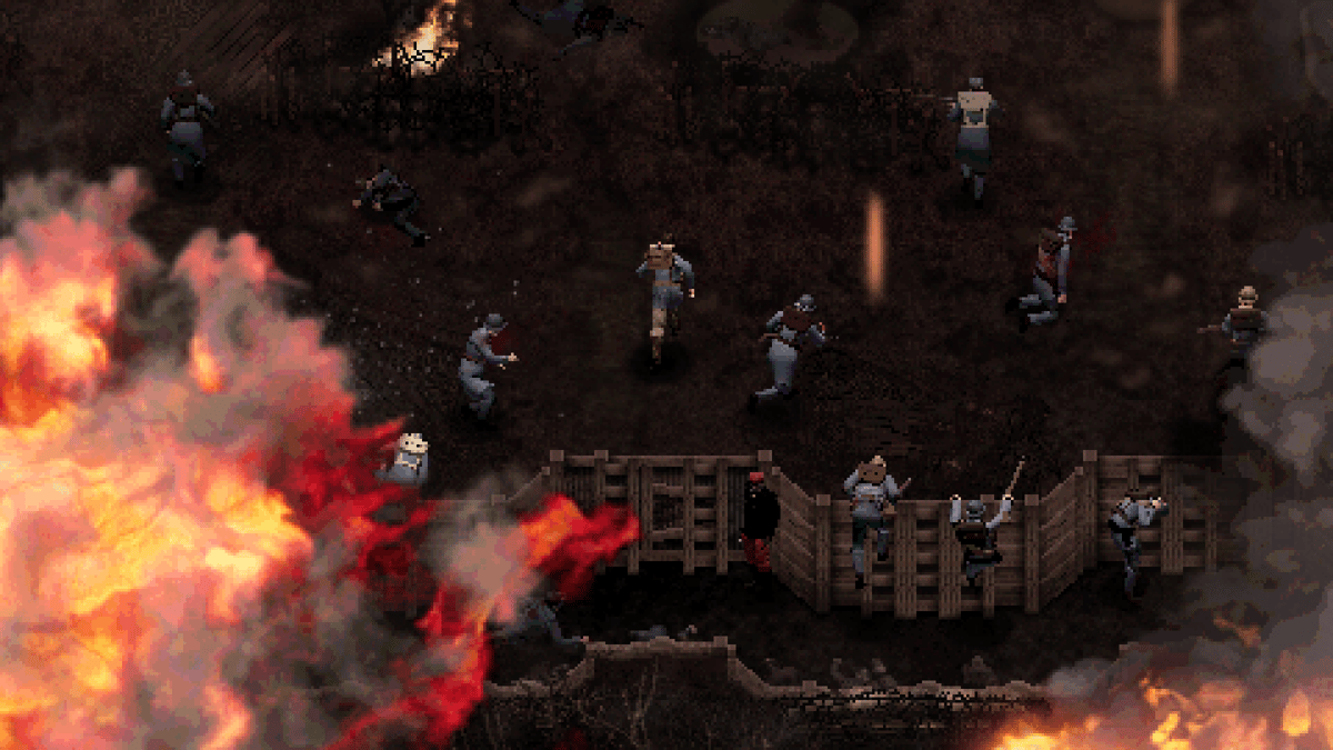 Screenshot showing fire and soldiers 